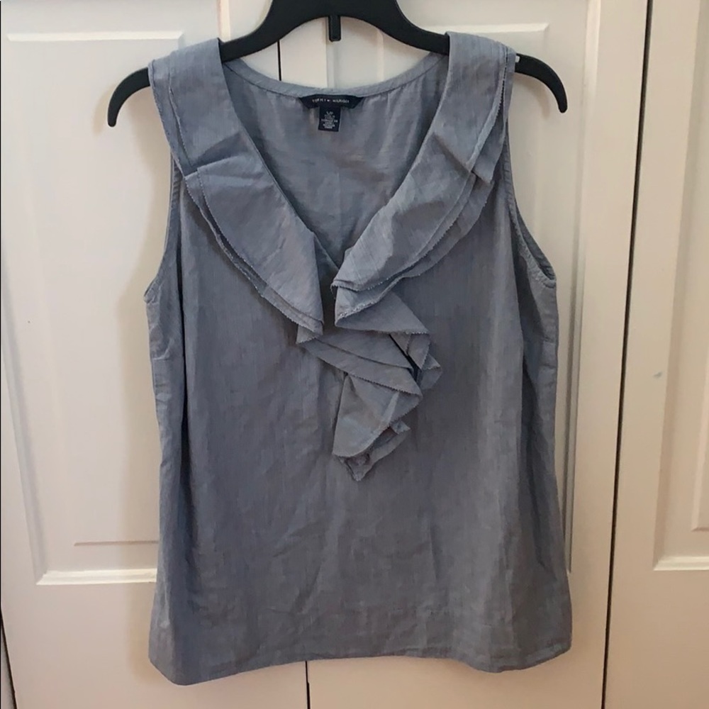 Rusty blue dressy tank top